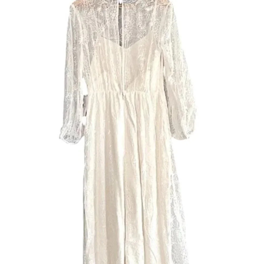 ModCloth Just The Beginning Lace Overlay Maxi Dress Creamy White - Picture 2 of 9